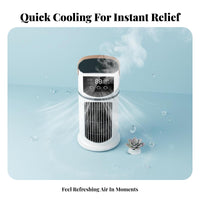 Cools & Humidifies Misting Desk Fan 8 Hour Timer Desktop Water Cooling Fan LED Nightlight for Office Workers, Students, Bedroom, Dorm Room