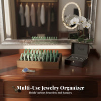 Multi-Compartment 20 Slot Bracelet Tray Showcase Quality Wooden Frame Jewelry Display Anti-Slip Surface for Retailers, Dresser Top, Closet