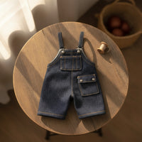 1/8 Doll Bib Overalls Simple to Put on Doll Overalls with Pocket Denim-Styled Clothing for Dollhouse, Photography