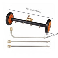 2-in-1 Undercarriage Cleaner Water Broom 360° Rotatable Wheels for Deck, Patio