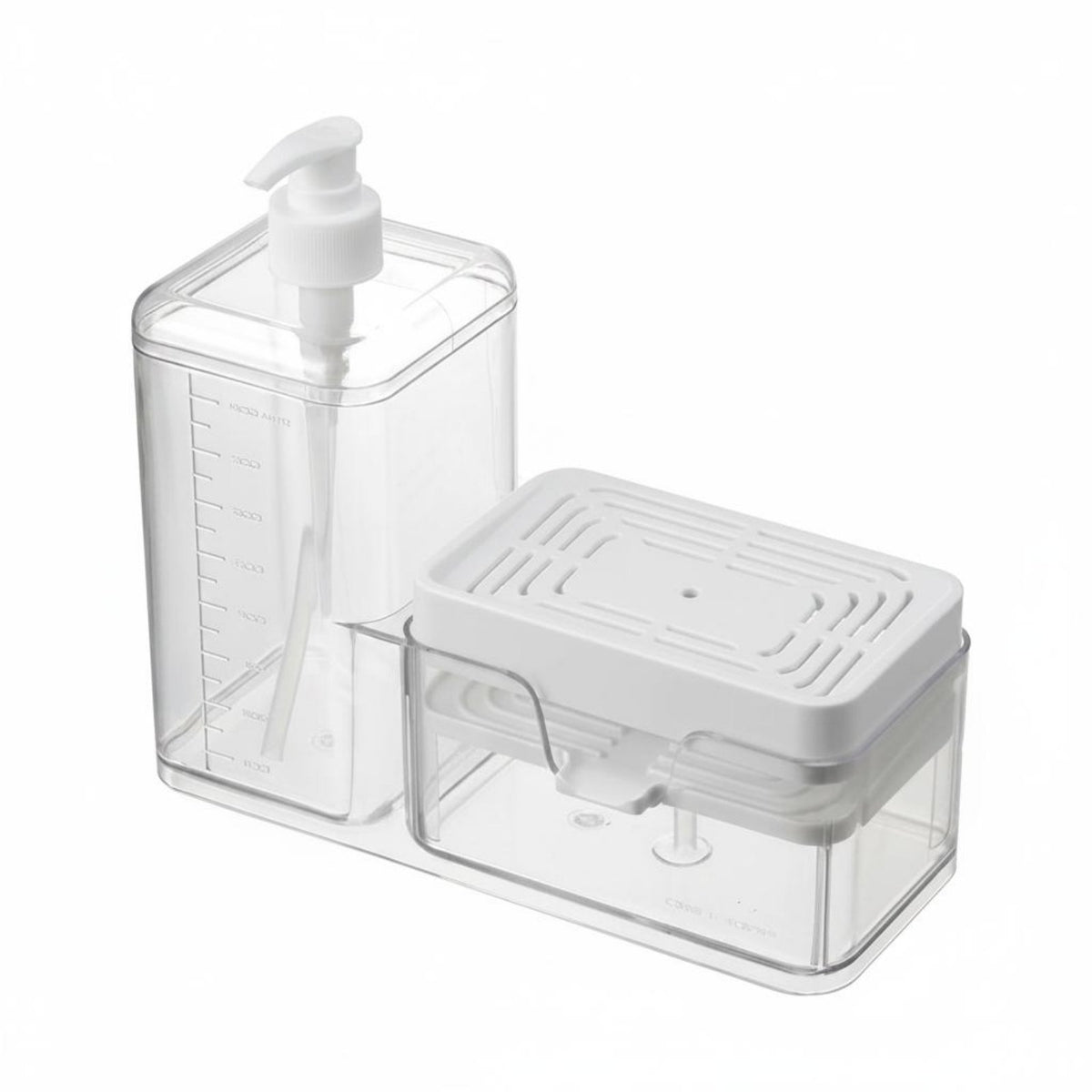 2 Pieces Press Soap Dispenser Transparent Body Bathroom Storage for Sink