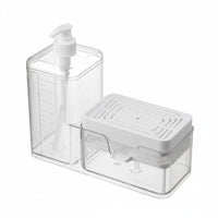 2 Pieces Press Soap Dispenser Transparent Body Bathroom Storage for Sink
