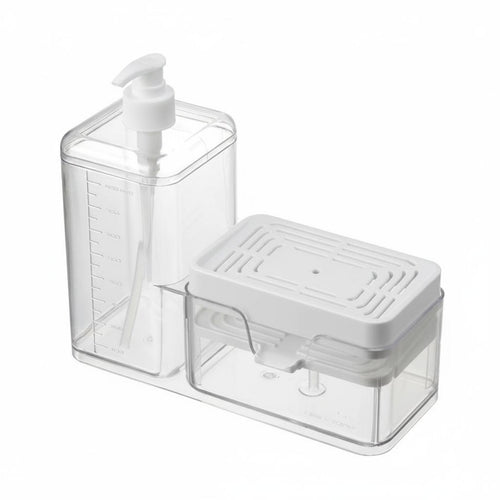 2 Pieces Press Soap Dispenser Transparent Body Bathroom Storage for Sink