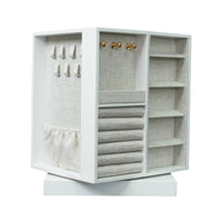 Rotating Jewelry Box Multiple-Drawer Jewelry Storage Box with Hooks Compact Organizer for Dresser, Bedroom