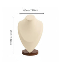 Necklace Display Bust Wooden Base Jewelry Bust Display Elegant Design Mannequin Neck Stand for Retail Store, Dresser Top, Craft Fair
