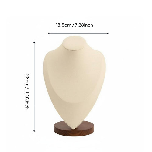 Necklace Display Bust Wooden Base Jewelry Bust Display Elegant Design Mannequin Neck Stand for Retail Store, Dresser Top, Craft Fair