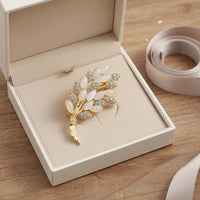 Rhinestone Suit Pin Tiger's Eye Stone Crystal Brooch Pin Fashionable