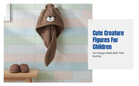 Kids Hair Drying Cap, Coral Fleece, Cartoon Animal, Quick-Dry, Absorbent Towel Hat for Girls, Cute Penguin Panda Cat Hare Design