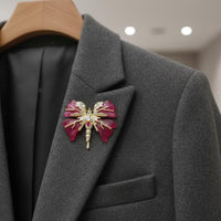Crystal Flutterer Pin 14K Gold Plated Clothing Accessory Artisanal Look