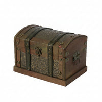 Wooden Treasure Chest Distressed Vintage Storage Chest Metal Look Trim Decorative Keepsake Box for Showcase Ornament