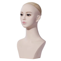 Mannequin Head with Shoulders Realistic Female Mannequin Head Defined Facial Features Display Bust with Shoulders for Shop Owners