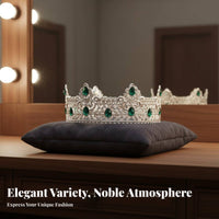 King Crown Gender-Neutral men's King Crown Metal Regal Circlet Sparkling Crystals Headdress for Women, Stage Performances