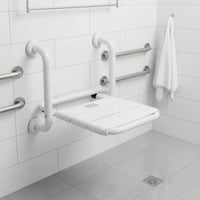 Wall Mounted Shower Seat Rust-Proof Folding Bath Chair with Armrests Heavy Duty