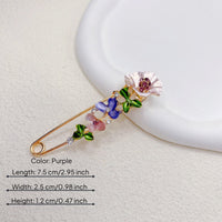 Floral Safety Pin Brooch Elegant Rhinestone Flower Brooch for Women