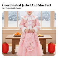 Girls Traditional Chinese Dress Set, Winter Thick Cheongsam, Padded Tang Suit, Warm Holiday Costume