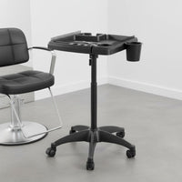 Hairdressing Tool Cart Wheels Rolling Stylist Tray Stand Heat-Resistant Cup Adjustable Height Salon Trolley for Hair Stylists, Barbers