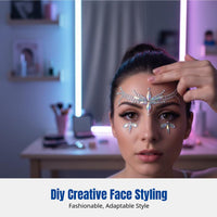 AB Color Luminous Face Stickers, Resin Forehead Crystals, DIY Eye Decals