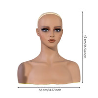 PVC Mannequin Bust Skin Tone Half Body Mannequin Head Easy to Clean Hat Display Head for Salons, Studio