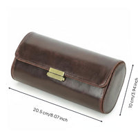 3 Compartment Watch Box Firm Clasp Leather Watch Holder Soft Plush