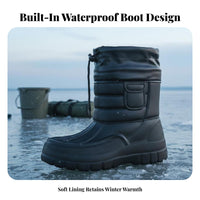 Warm & Comfortable men's Thermal Fishing Boots Long-Lasting Waterproof Winter Boots Adjustable Drawstring for Fishermen, Rainy Days, Work