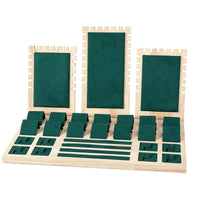 Band and Earring Display Stand Sloped Suede-Like Wood Jewelry Display Rack