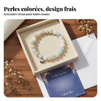 Crystal Bead Bracelet with Card Includes Meaningful Cards for Mother's Day, Aunt