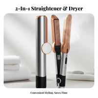 Negative Ion Technology 2-in-1 Hair Dryer Straightener High-Speed Airflow 2-in-1 Hair Straightener Dryer Quiet Operation for Salon, Bathroom