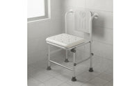 Shower Chair with Armrests Rust-Resistant Aluminum Foldable Washroom Chair Double Armrest Support Wall Mounted Folding Bathing Stool