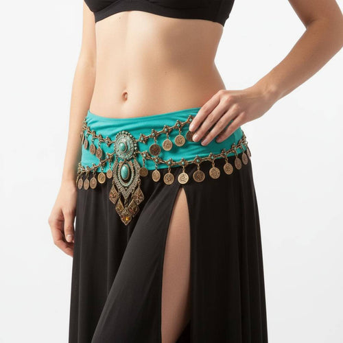 Belly Dance Hip Chain Adjustable Fit Layered Coin Waist Chain for Dancers, Women