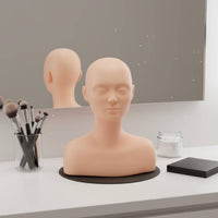 Soft Material Mannequin Head with Shoulders Multi-Function Esthetics Practice Bust Long-Lasting for Students