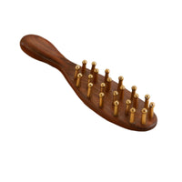Brass Massage Comb Relaxing Wooden Comb with Brass Teeth Soothing
