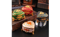 Floral Pattern Jewelry Box European Design Small Storage Gold Trim for Bedroom