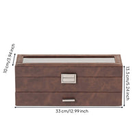 Two-Tier Watch Box Clear Lid Storage Furniture Velvet Velvet-Lined Interior