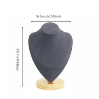Necklace Display Bust Wooden Base Jewelry Bust Display Elegant Design Mannequin Neck Stand for Retail Store, Dresser Top, Craft Fair