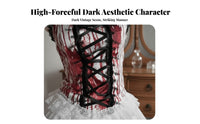 2 Pieces Gothic Angel Costume Lace Details Corset Top and Skirt Set for Women