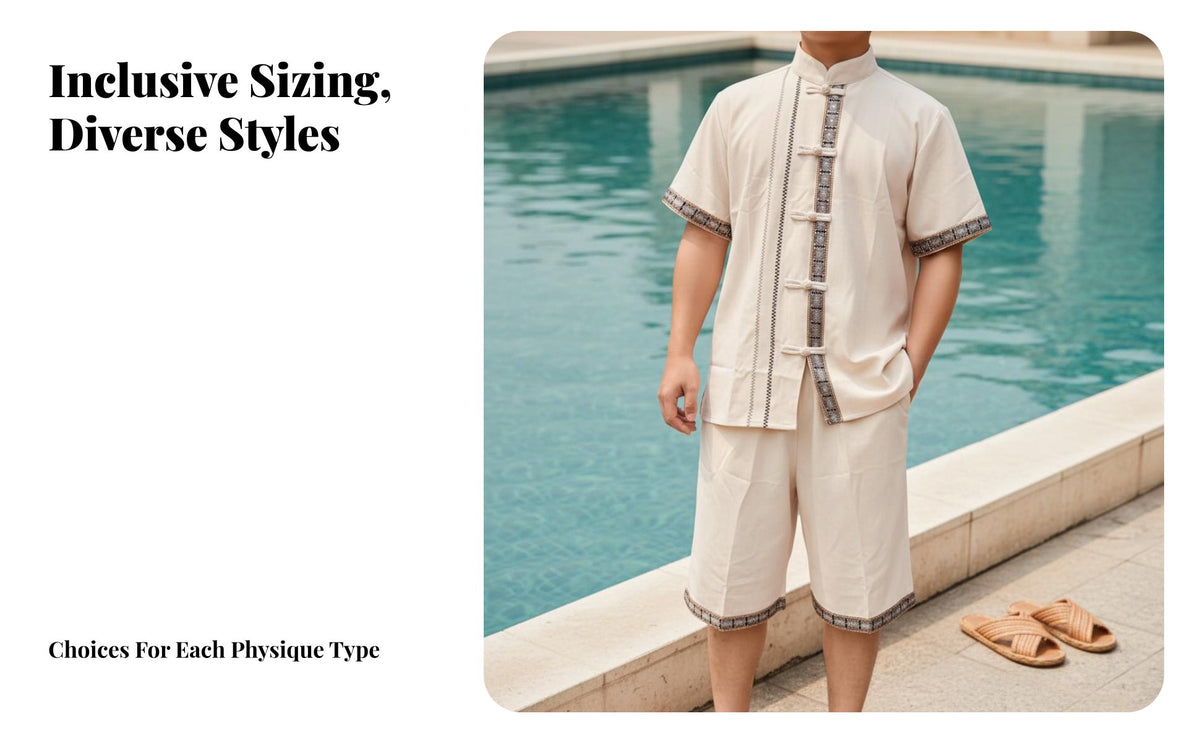 Men's Tang Suit Top, Dai Ethnic, Retro, Short Sleeve, Yunnan Xishuangbanna, Summer