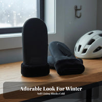 Windproof Suede Winter Mittens Neck Strap Design Suede Mittens Extra Thick for Students, Adults, Cycling, Cold Weather, Hiking