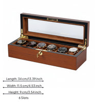 Wooden Watch Display Box Golden-Hued Hardware Watch Display Box Front Latch