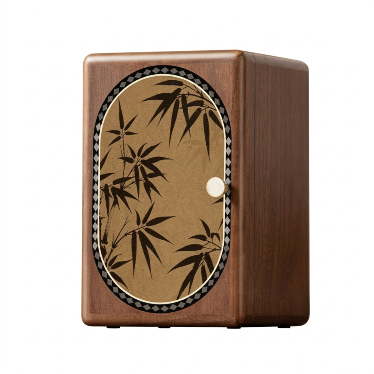 Wooden Jewelry Box Walnut Jewelry Box with Door Compact Organizer for Women, Dresser