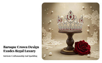 Baroque Design Queen Crown Elegant Design Baroque Queen Crown Large Bead Crystal Tiara Lightweight Crystal Bridal Tiara