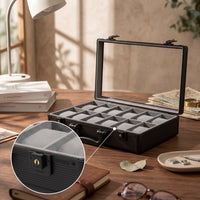 Watch Suitcase 12 Slot Watch Case with Clear Lid Sturdy for Collectors, Travel