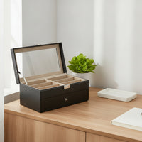 Eyewear Storage Box with Drawer Two-Layer Sunglass Organizer 12-Slot for Vanity