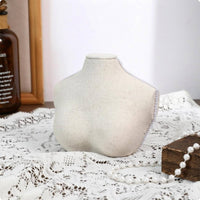 Necklace Display Bust Textured Linen Necklace Stand Tabletop