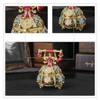 Telephone Jewelry Box Enameled Telephone Trinket Box Compact for Dresser