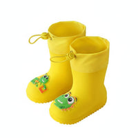 Children's Rain Boots Lightweight Kids' Rubber Boots Drawstring Top