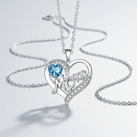 Love Parental Affection Pendant Family Appreciation Day Gift Mom Heart Necklace Crystal Accented for Sons