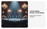 Baroque Queen Crown Regal Style Vintage Rhinestone Crown Accessory for Brides, Weddings, Pageants, Prom