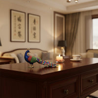 2 Pieces Peacock Decorative Figurine Enamel Finish Home Decor for Display Shelf