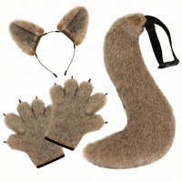 Wolf Cosplay Accessory Set Black Trim Wolf Ears Headband Set Strap Attachment for Cosplayers