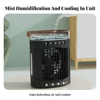 Cools & Humidifies Desktop Misting Fan 5 Mist Nozzles Personal Humidifier Fan 3-in-1 Function for Students, Office Workers, Dorm Room